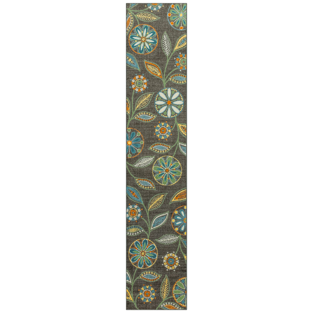 Maples Rugs Reggie Bohemian Floral Print Kitchen Rug, 2'6 x 3'10, Dark Grey