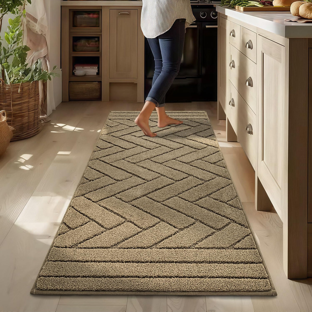 hicorfe Kitchen Runner Rug,20"x48"+20"x32" Kitchen Set,Non-Slip Kitchen Mat