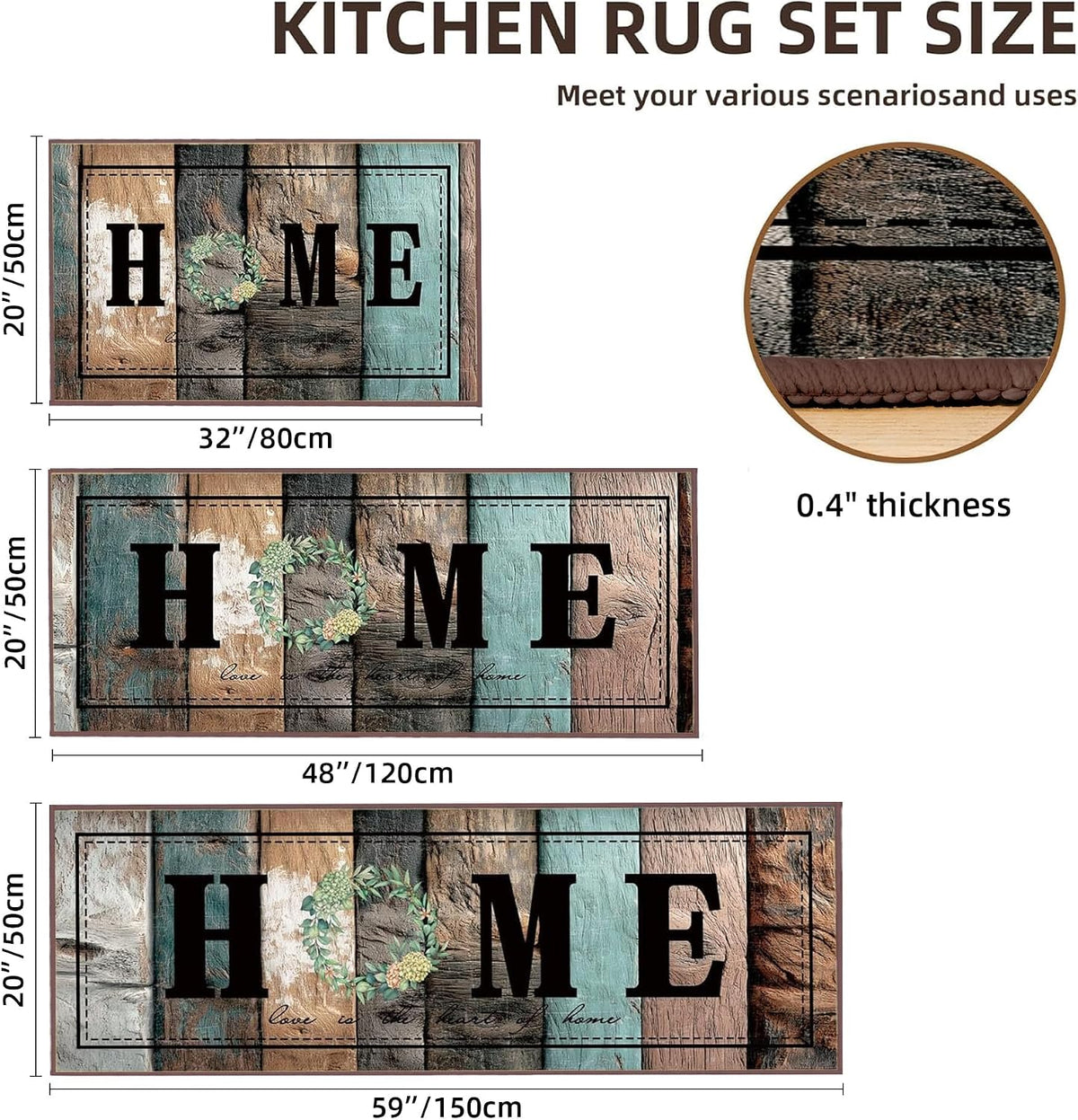 Kitchen Rugs Non Slip Washable Farmhouse Kitchen Mats for Floor, Rustic