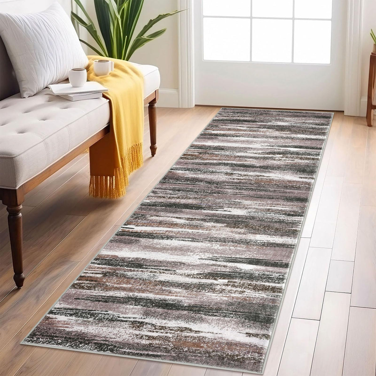 Lansny Modern Abstract 2x5 Runner Rug Non Slip Washable Kitchen Rugs