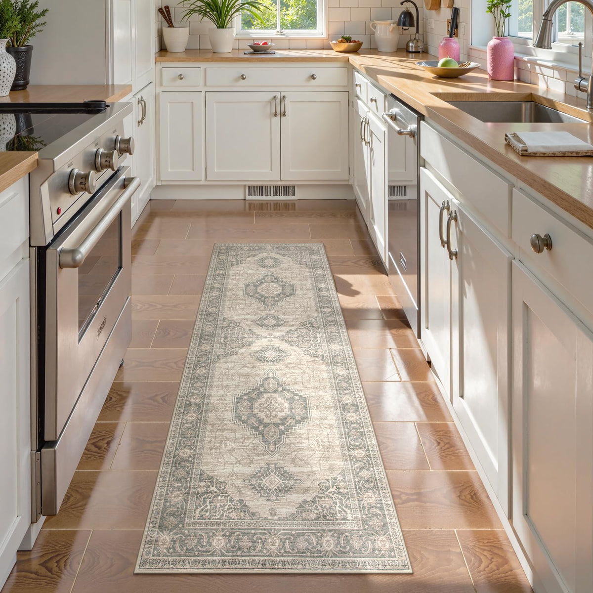 Lahome Oriental Kitchen Runner Rug Non Slip, 2x8 Runners for Hallways
