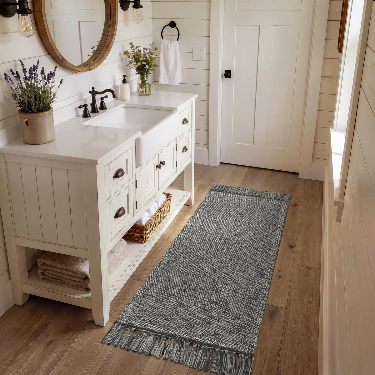 Collive Bathroom Runner Rug, 2' x 5' Modern Farmhouse Kitchen Rugs