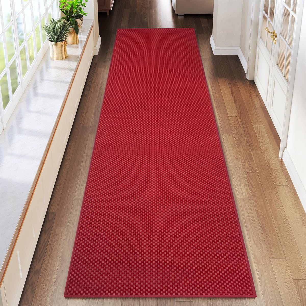 YDKGL 2x6 ft Low Pile Kitchen Runner Mat, Non Slip Washable, Brown