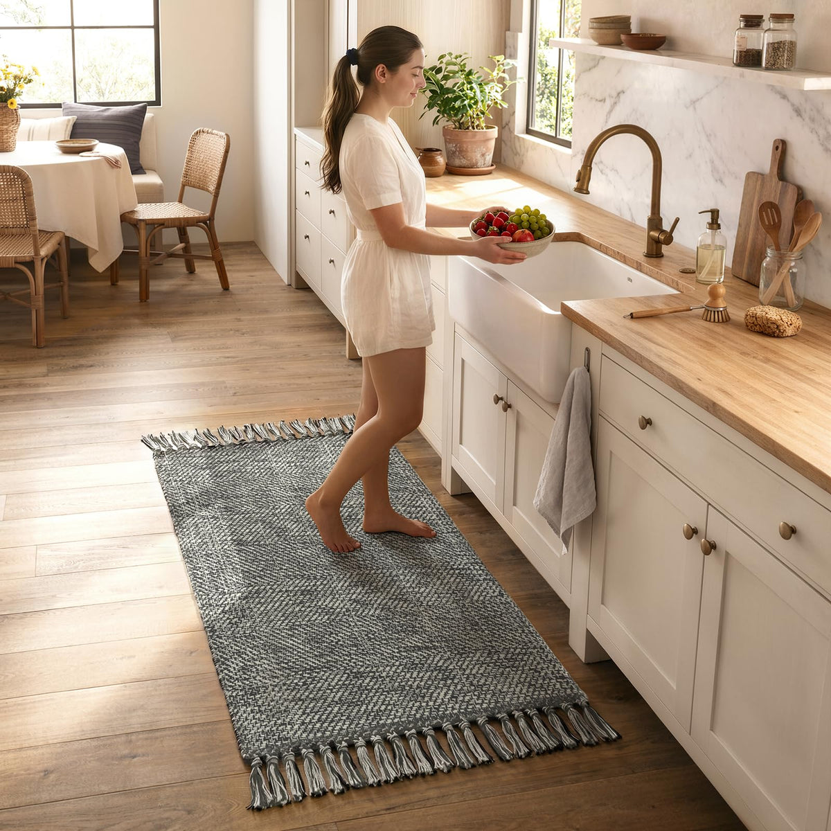 Collive Bathroom Runner Rug, 2' x 5' Modern Farmhouse Kitchen Rugs