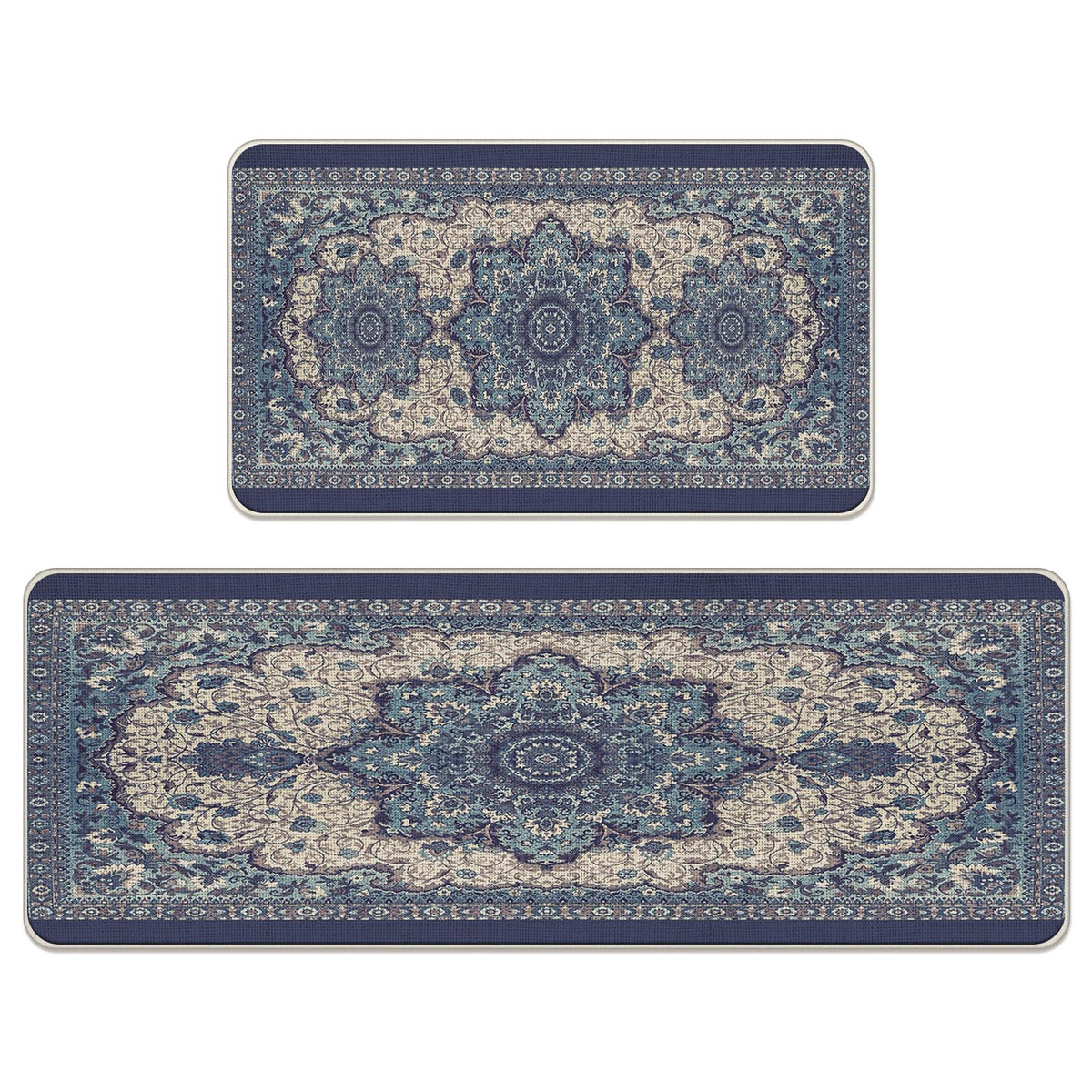 Boho Vintage Floral Kitchen Rugs Set of 2