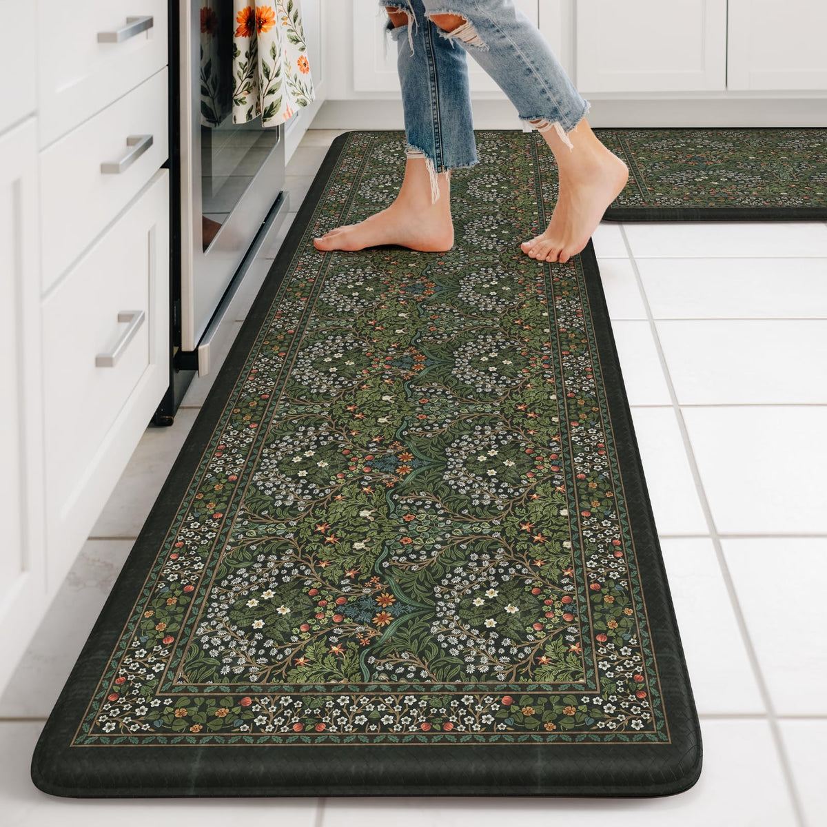 Collive Kitchen Mats for Floor, Kitchen Rugs Sets of 2 Non Slip Washable