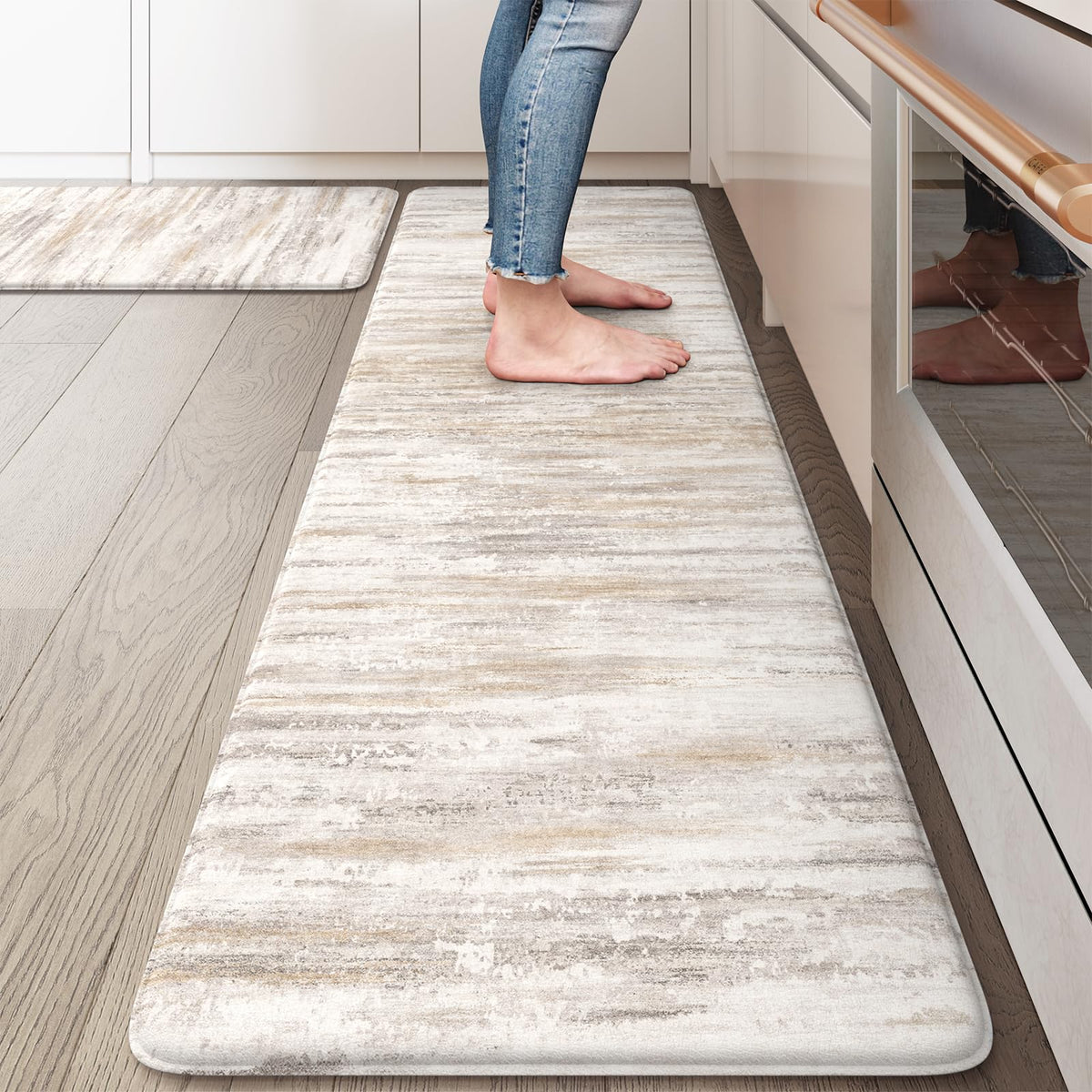 KIMODE Anti Fatigue Kitchen Mats for Floor 2 Piece, Abstract Kitchen Rugs