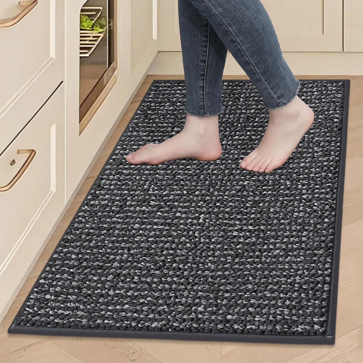 BEQHAUSE Kitchen Rugs 32"x48", Non-Slip Kitchen Mats for Floor, Taupe