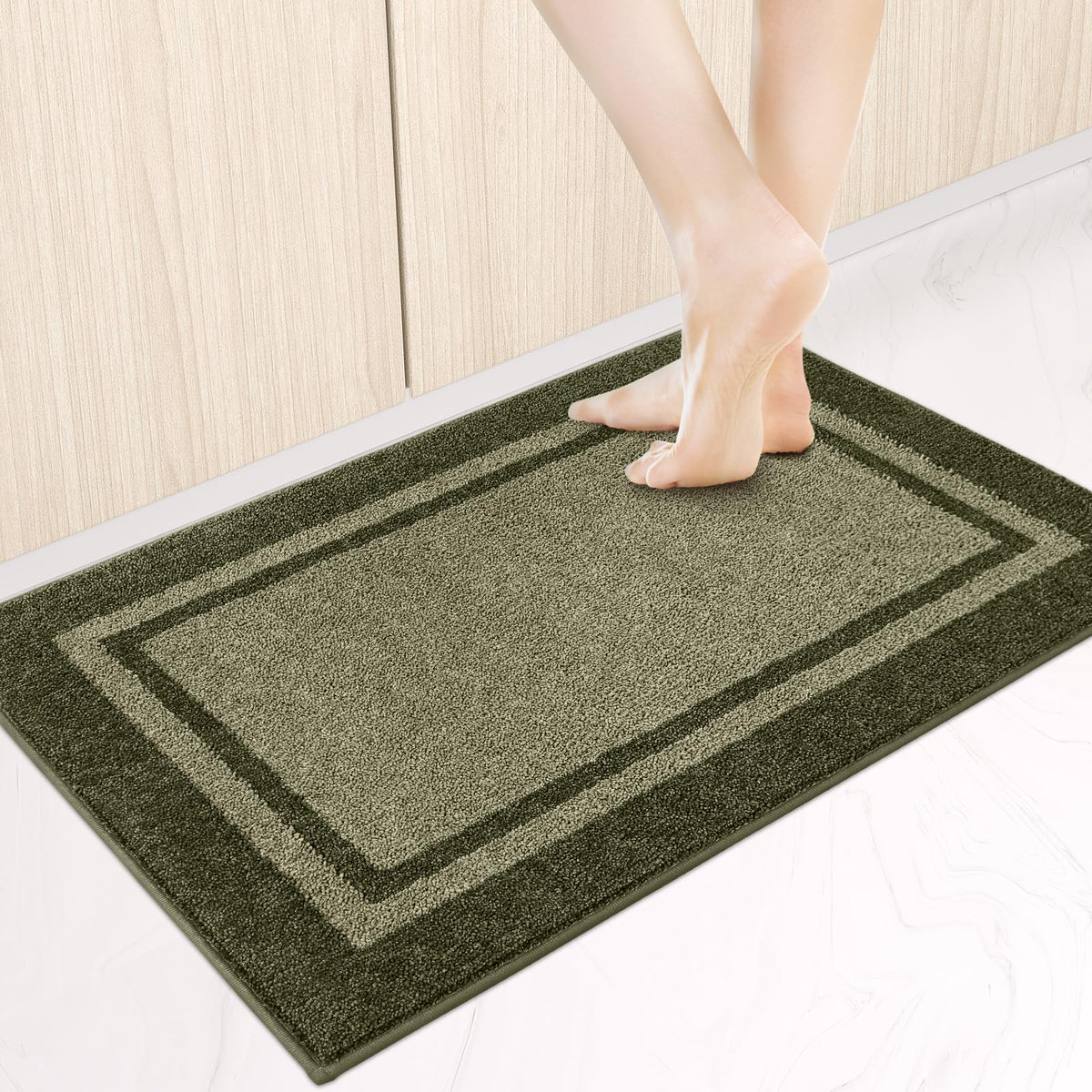 Kitchen Rugs 24" x 36", Non-Slip Kitchen Mats, Beige & Grayish Brown