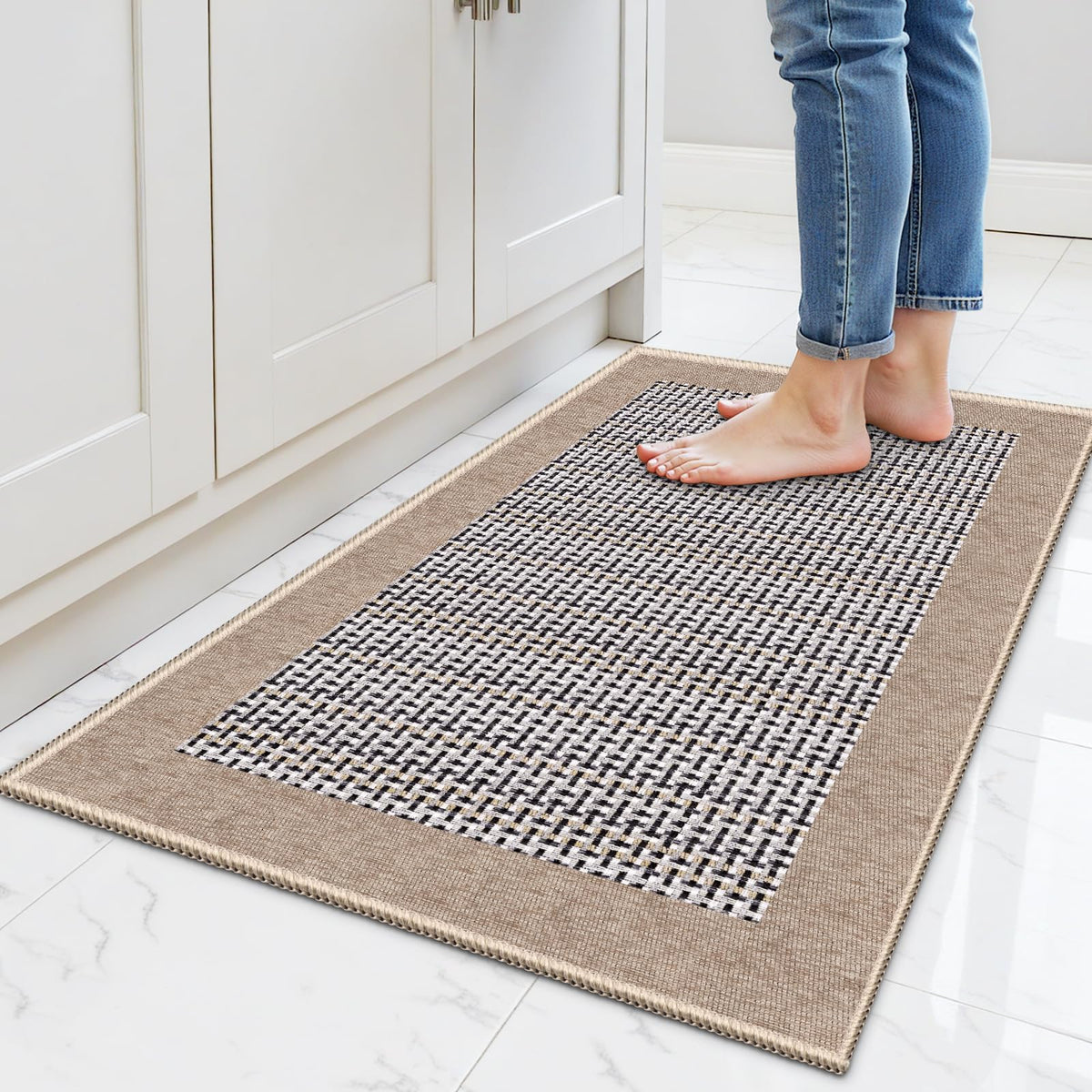 StepRite Chenille Kitchen Rug, Kitchen Mat for Floor, 32'' x 20'', Grey