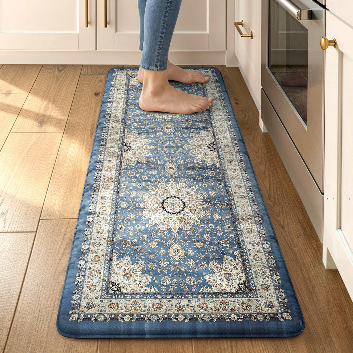 Collive Boho Kitchen Rugs Sets of 2 Fall Kitchen Mats for Floor Waterproof