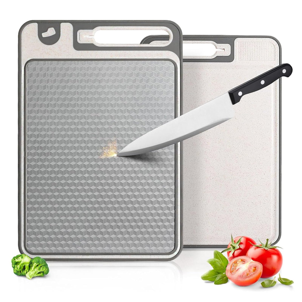 Stainless Steel Cutting Board for Kitchen，2-in-1 Non Toxic Chopping Boards