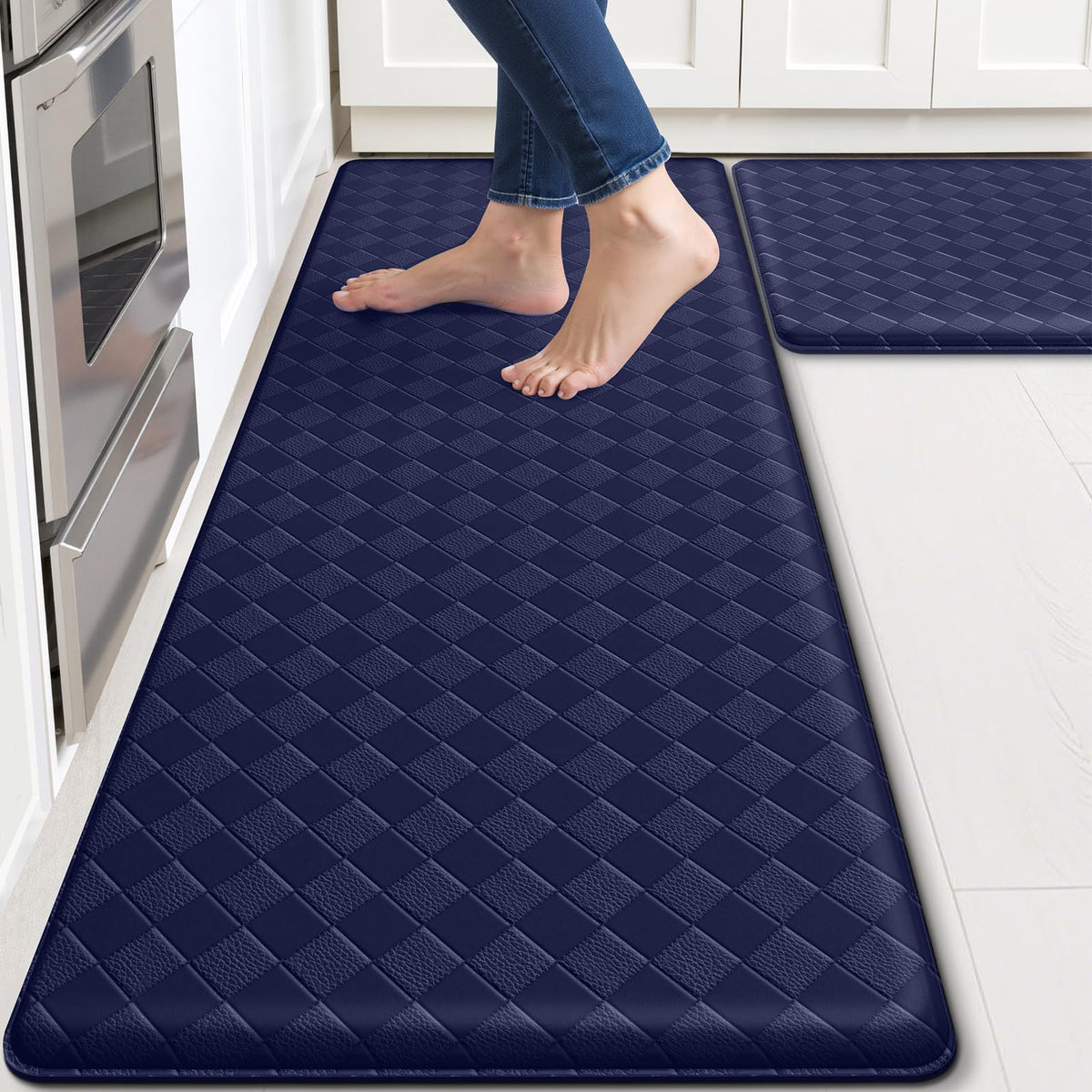 TranquilRelax 2-Piece Kitchen Mats, Cushioned Non-Slip Floor Mats, Black