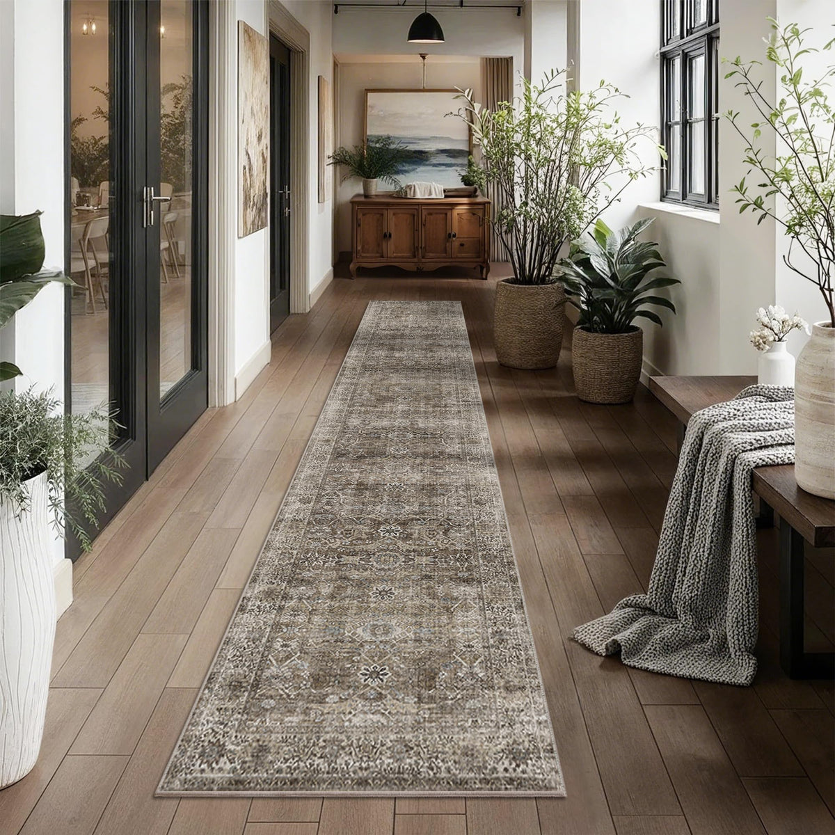 2x3 Washable Rug Beige Vintage Rugs for Entryway Kitchen