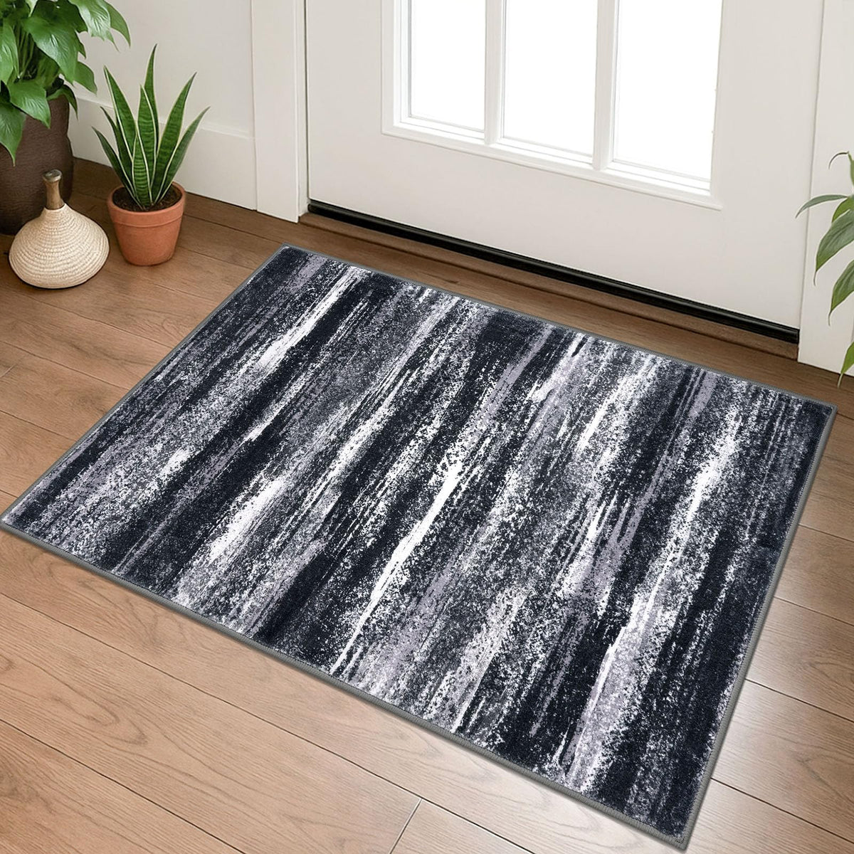 Lansny Modern Abstract 2x5 Runner Rug Non Slip Washable Kitchen Rugs