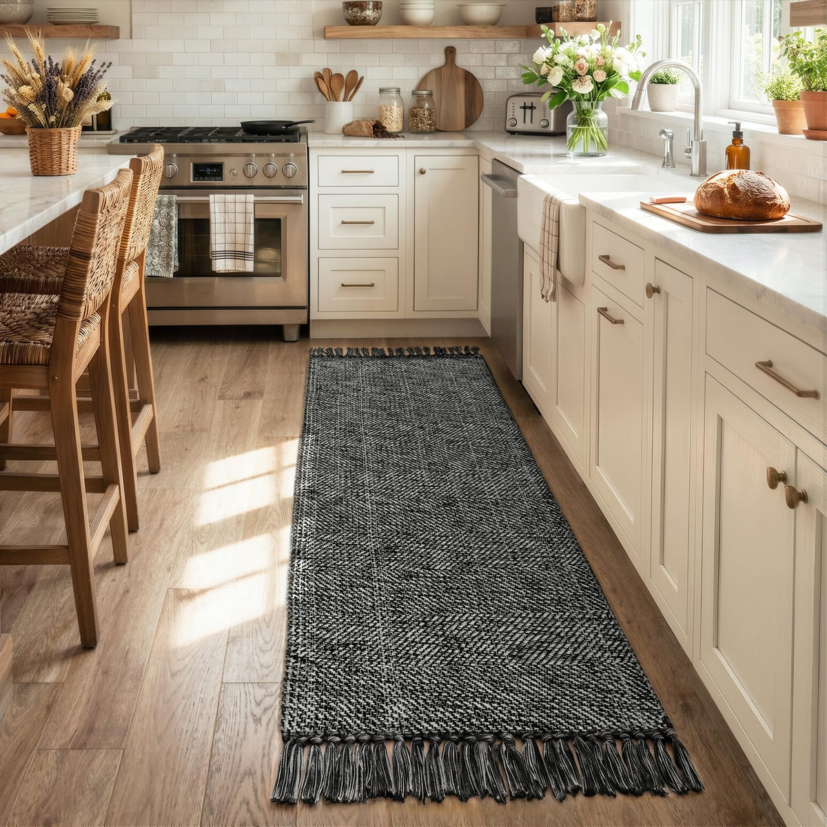 Collive Bathroom Runner Rug, 2' x 5' Modern Farmhouse Kitchen Rugs