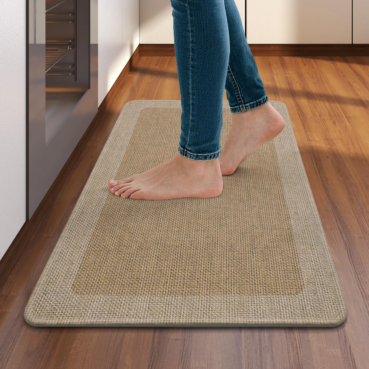 Kitchen Rugs, Non Slip Rubber Backing Kitchen Mat, 17"x30", Brown