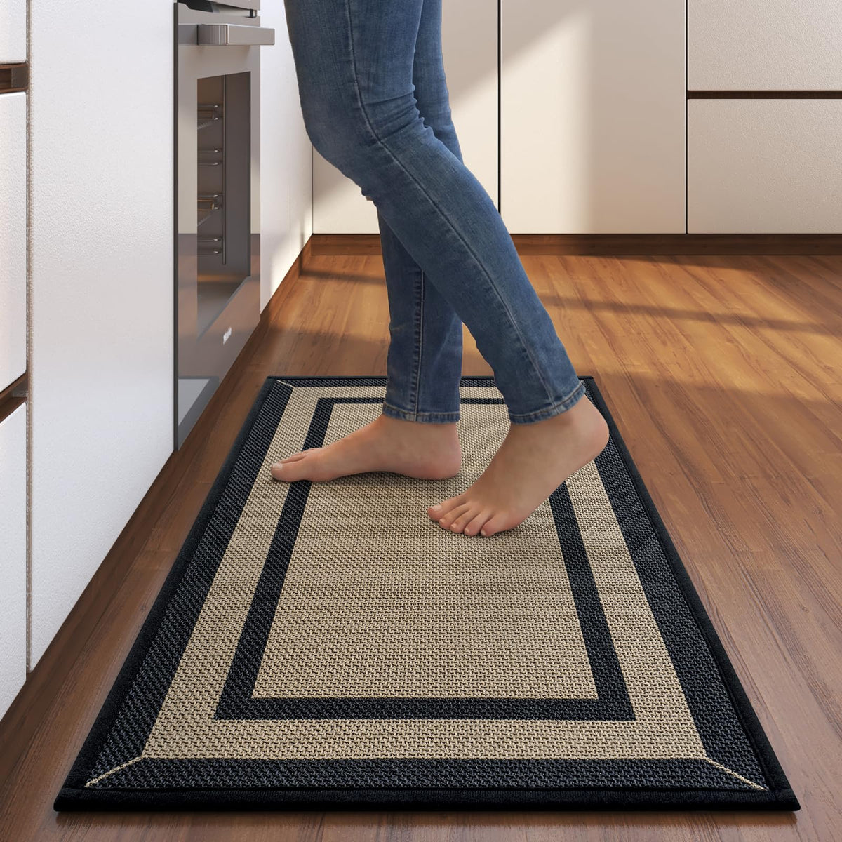 Kitchen Rugs, Non Slip Rubber Backing Kitchen Mat, 17"x30", Brown