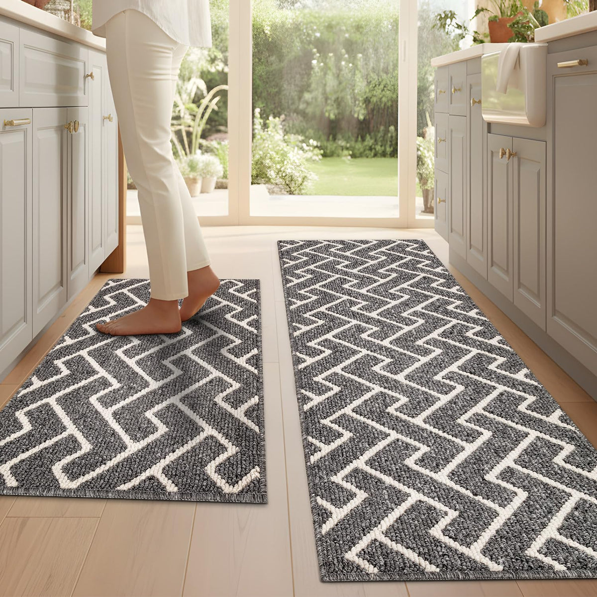 hicorfe Kitchen Runner Rug,20"x48"+20"x32" Kitchen Set,Non-Slip Kitchen Mat