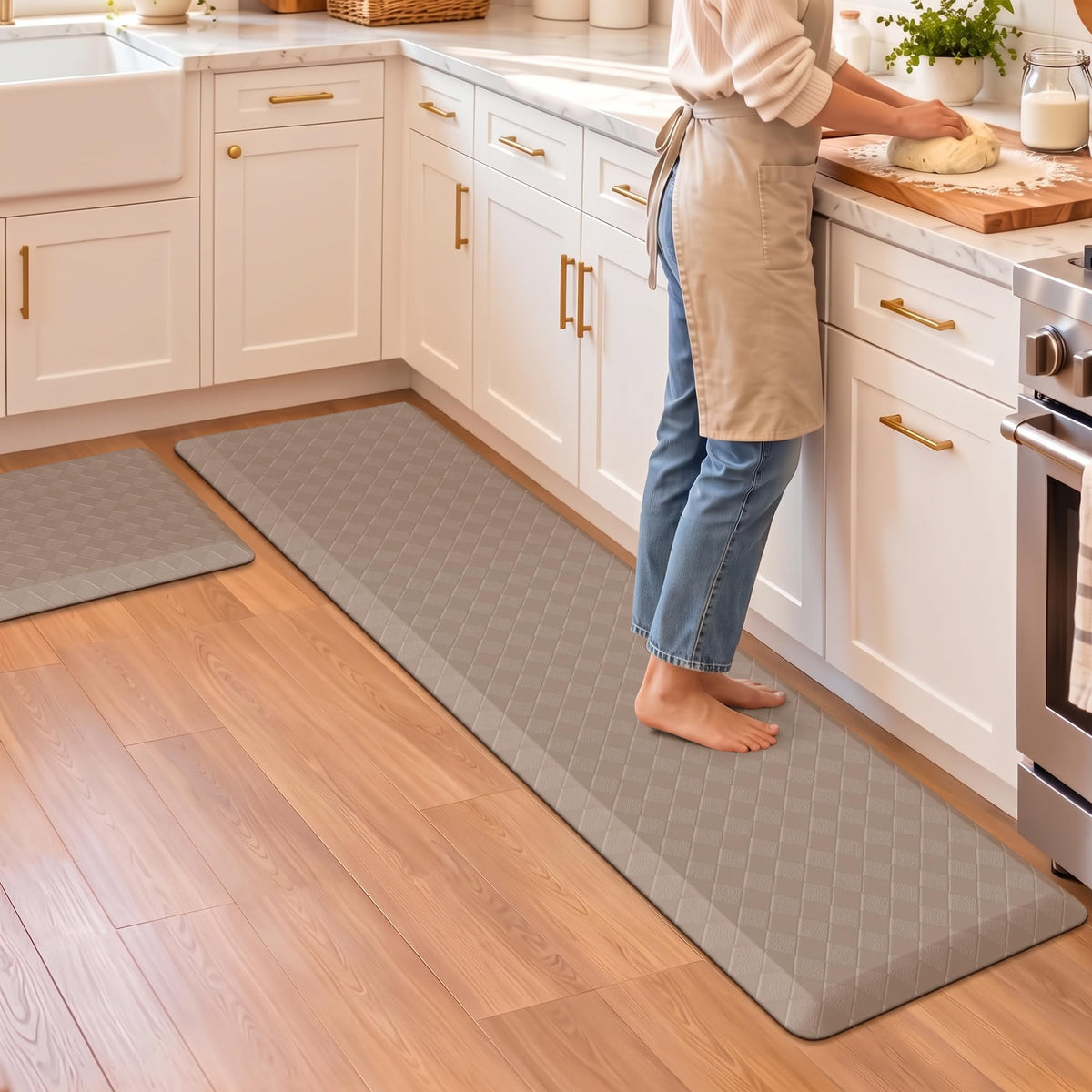 TranquilRelax 2-Piece Kitchen Mats, Cushioned Non-Slip Floor Mats, Black
