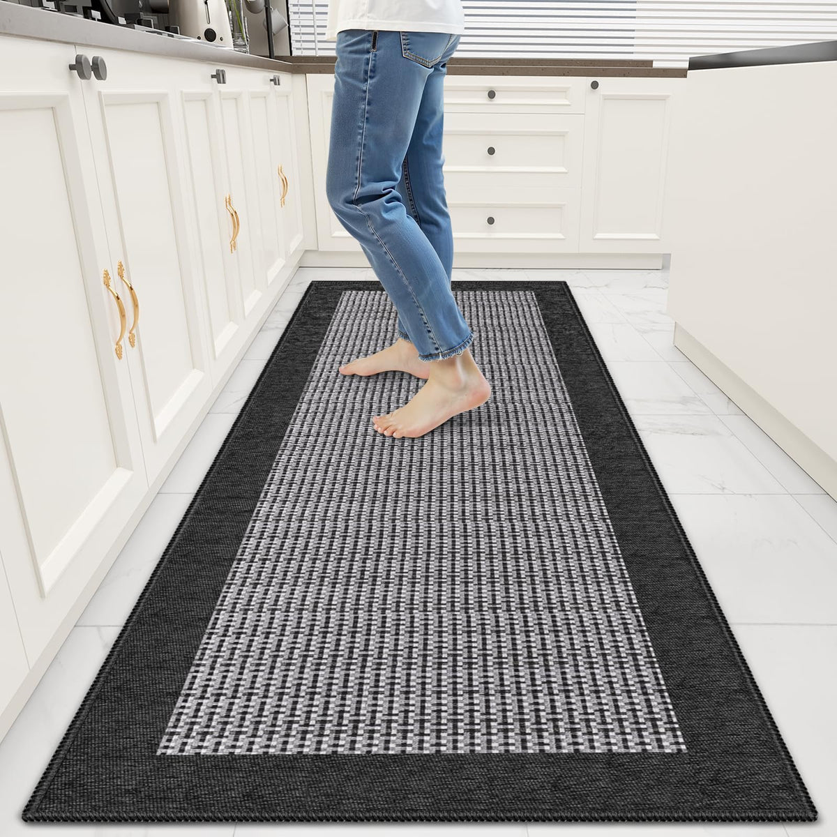 StepRite Chenille Kitchen Rug, Kitchen Mat for Floor, 32'' x 20'', Grey