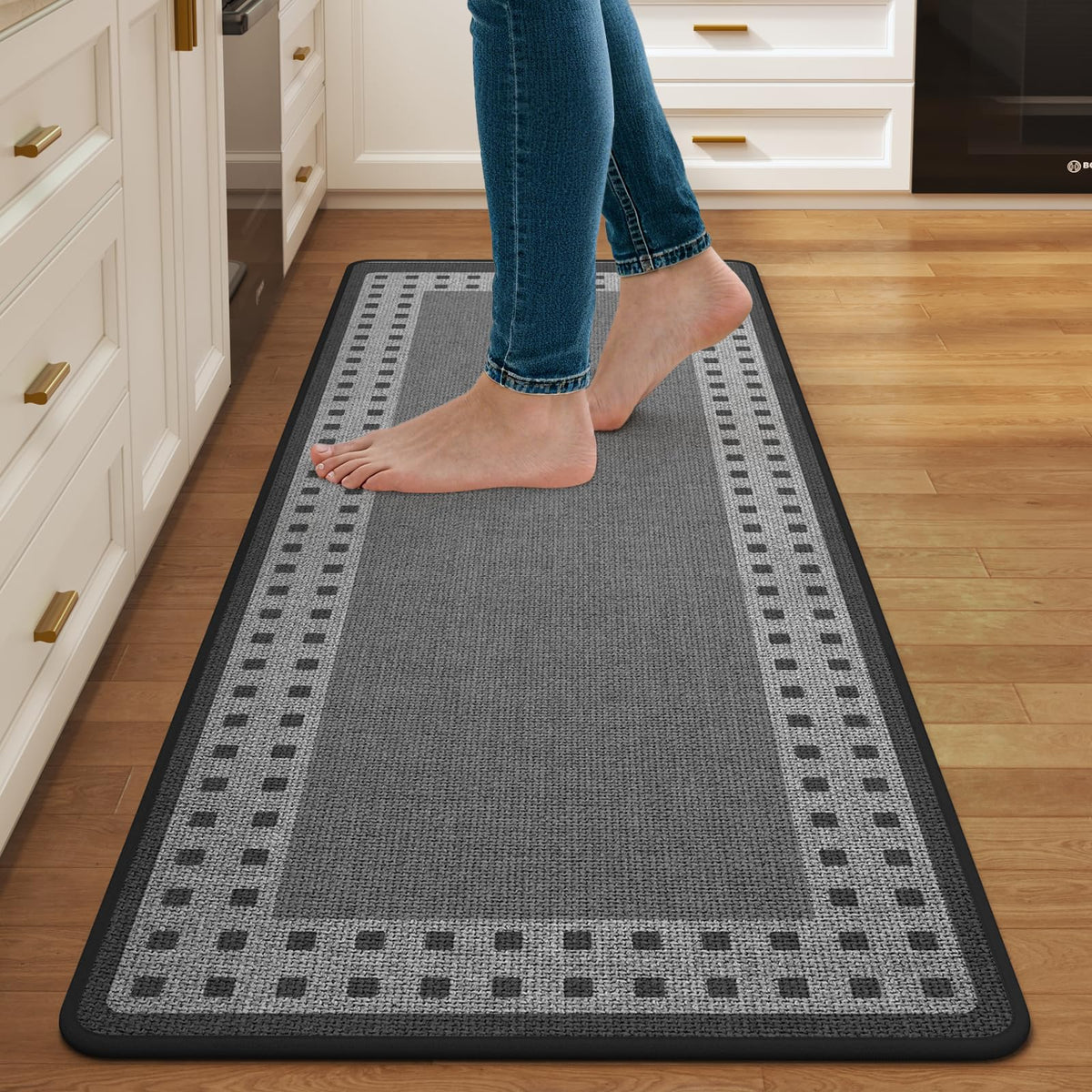 Kitchen Rugs Set of 2, Kitchen Mats for Floor,17x30+17x47 Brown