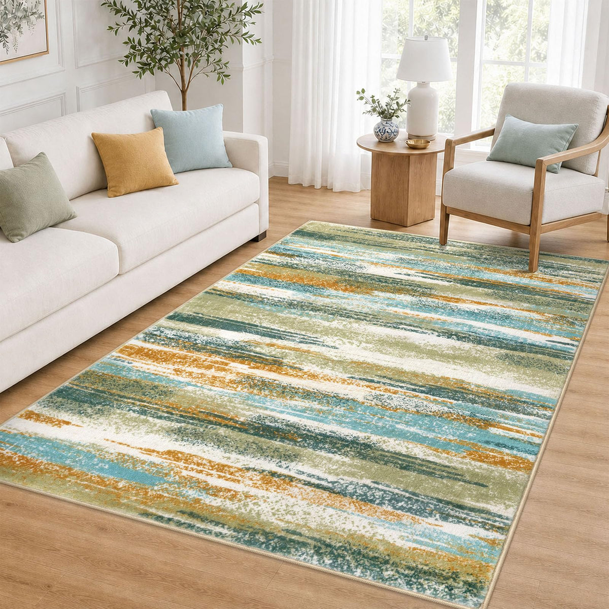 Lansny Modern Abstract 2x5 Runner Rug Non Slip Washable Kitchen Rugs