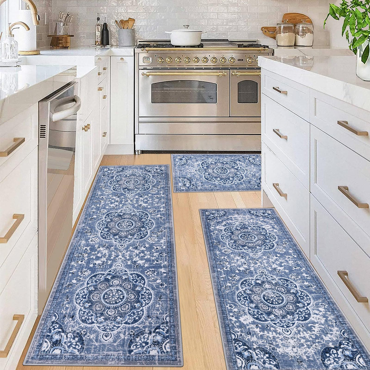Ileading Kitchen Rugs Set 3 Piece, Non Slip Washable Kitchen Mats for Floor