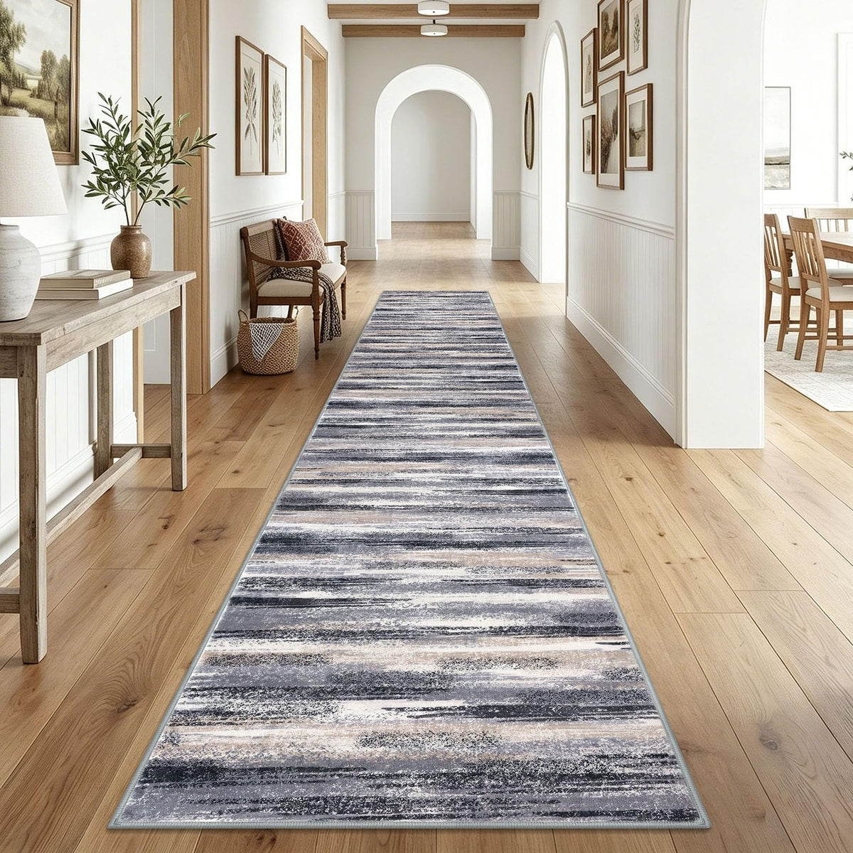 Lansny Modern Abstract 2x5 Runner Rug Non Slip Washable Kitchen Rugs