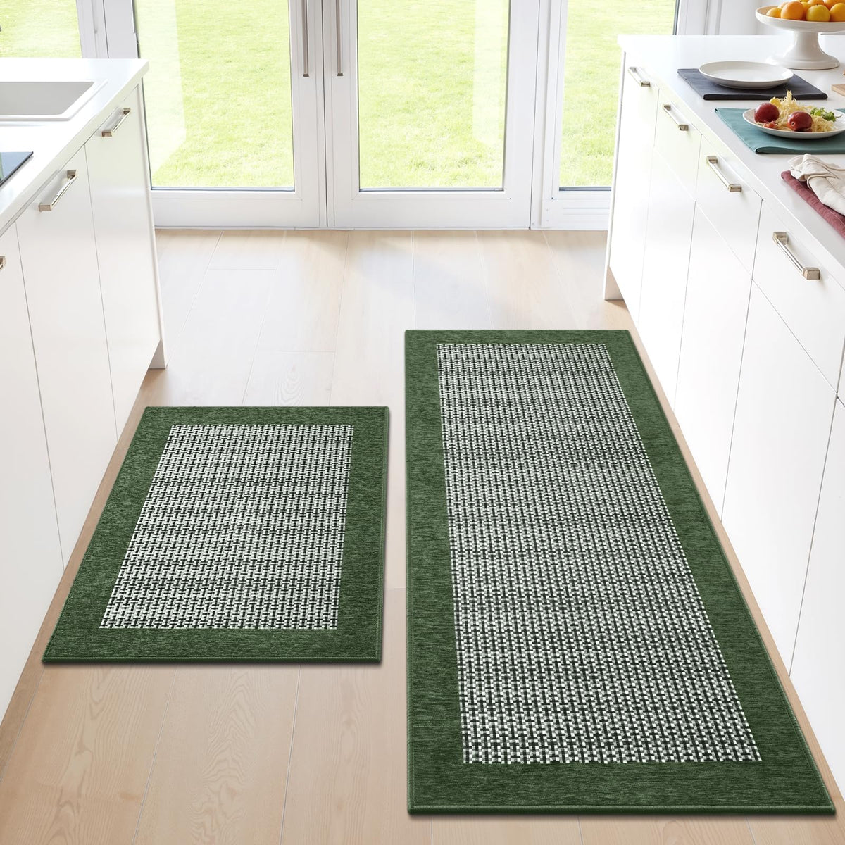 StepRite Kitchen Rugs 2 PCS, Kitchen Mats for Floor, 20"X32"+20"X47", Grey
