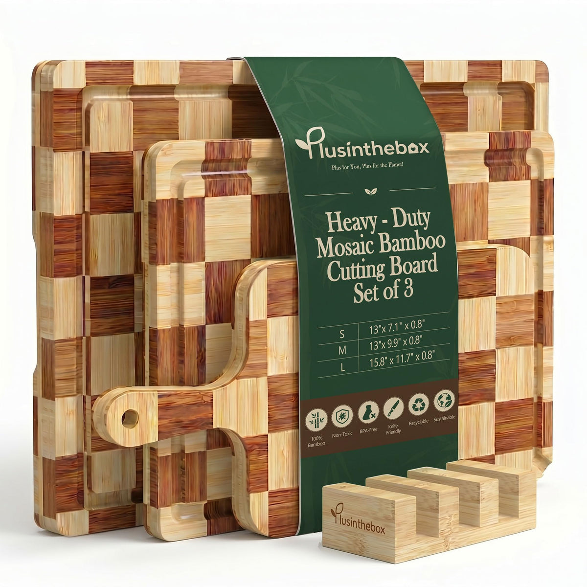 Checkered Cutting Board,18" x 12" X-Large Bamboo Cutting Board for Kitchen