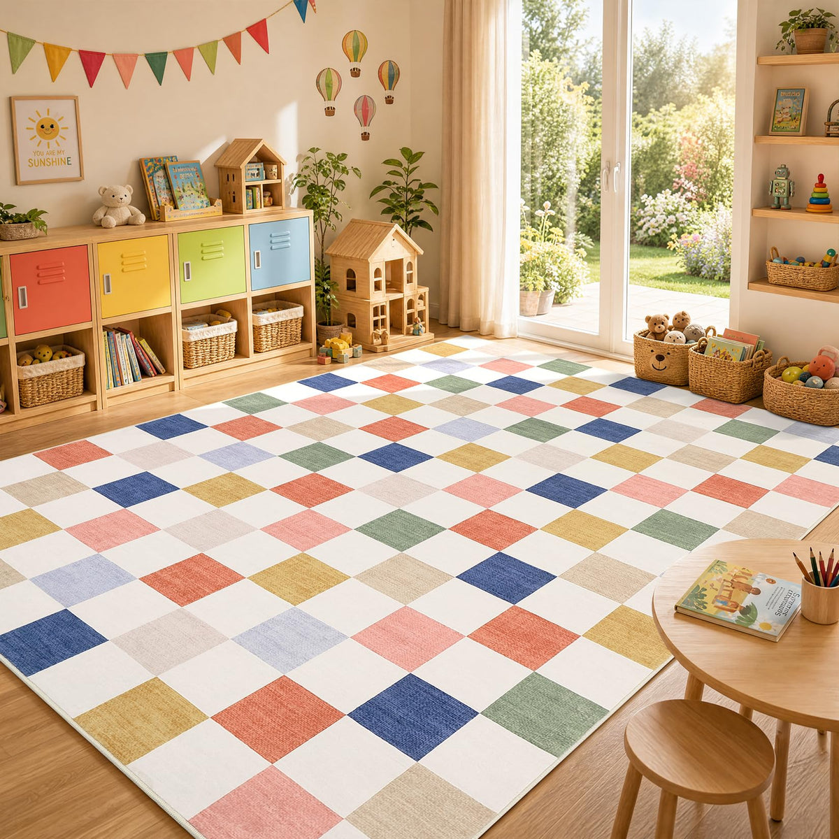 GarveeHome Checkered Pink 2x6 Washable Kitchen Runner Rug Low-Pile Entryway