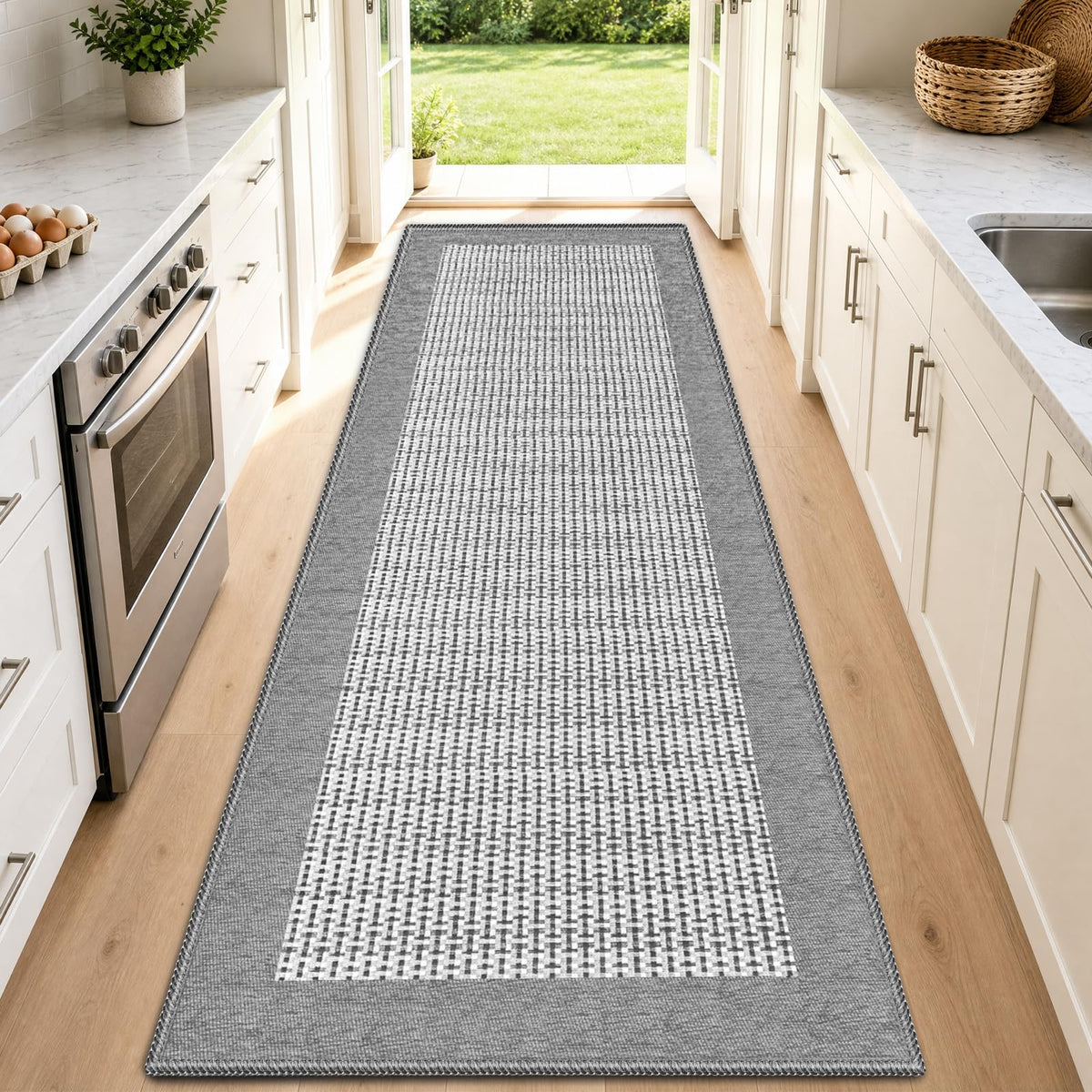 StepRite Chenille Kitchen Rug, Kitchen Mat for Floor, 32'' x 20'', Grey