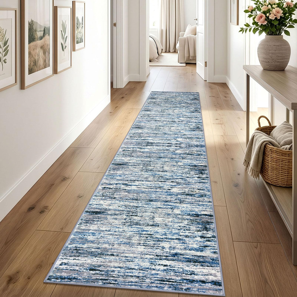 Lansny Modern Abstract 2x5 Runner Rug Non Slip Washable Kitchen Rugs
