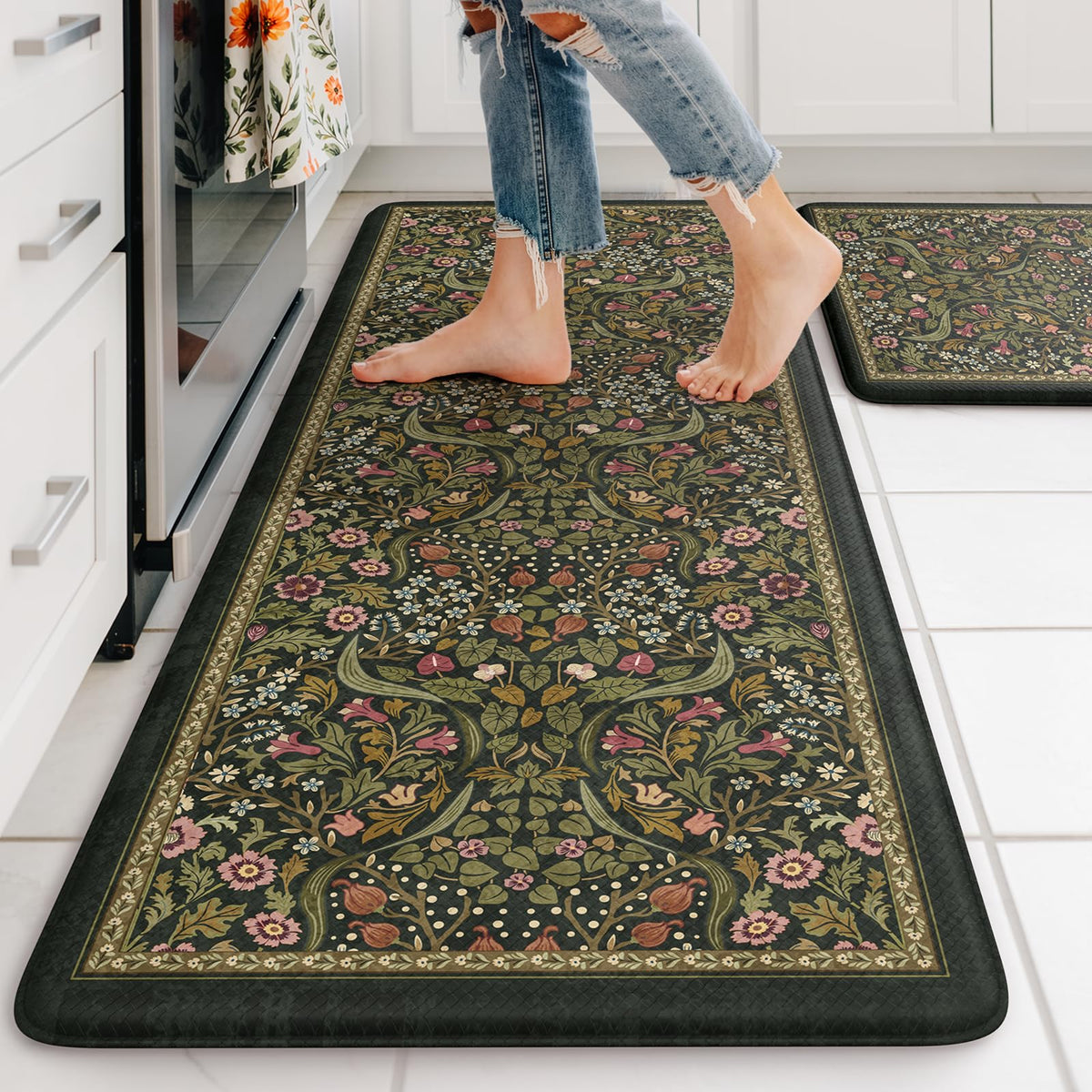 Collive Kitchen Mats for Floor, Kitchen Rugs Sets of 2 Non Slip Washable