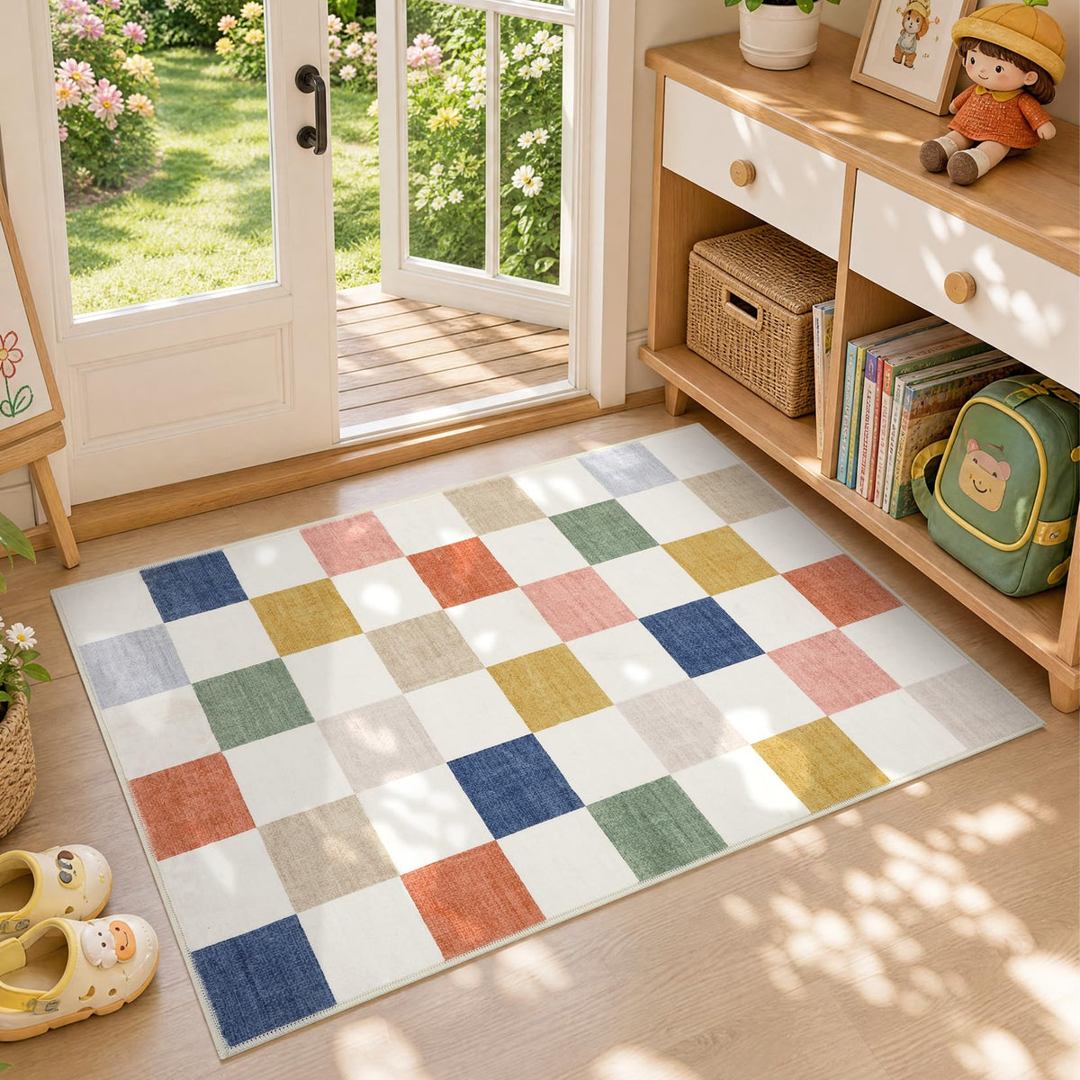 GarveeHome Checkered Pink 2x6 Washable Kitchen Runner Rug Low-Pile Entryway
