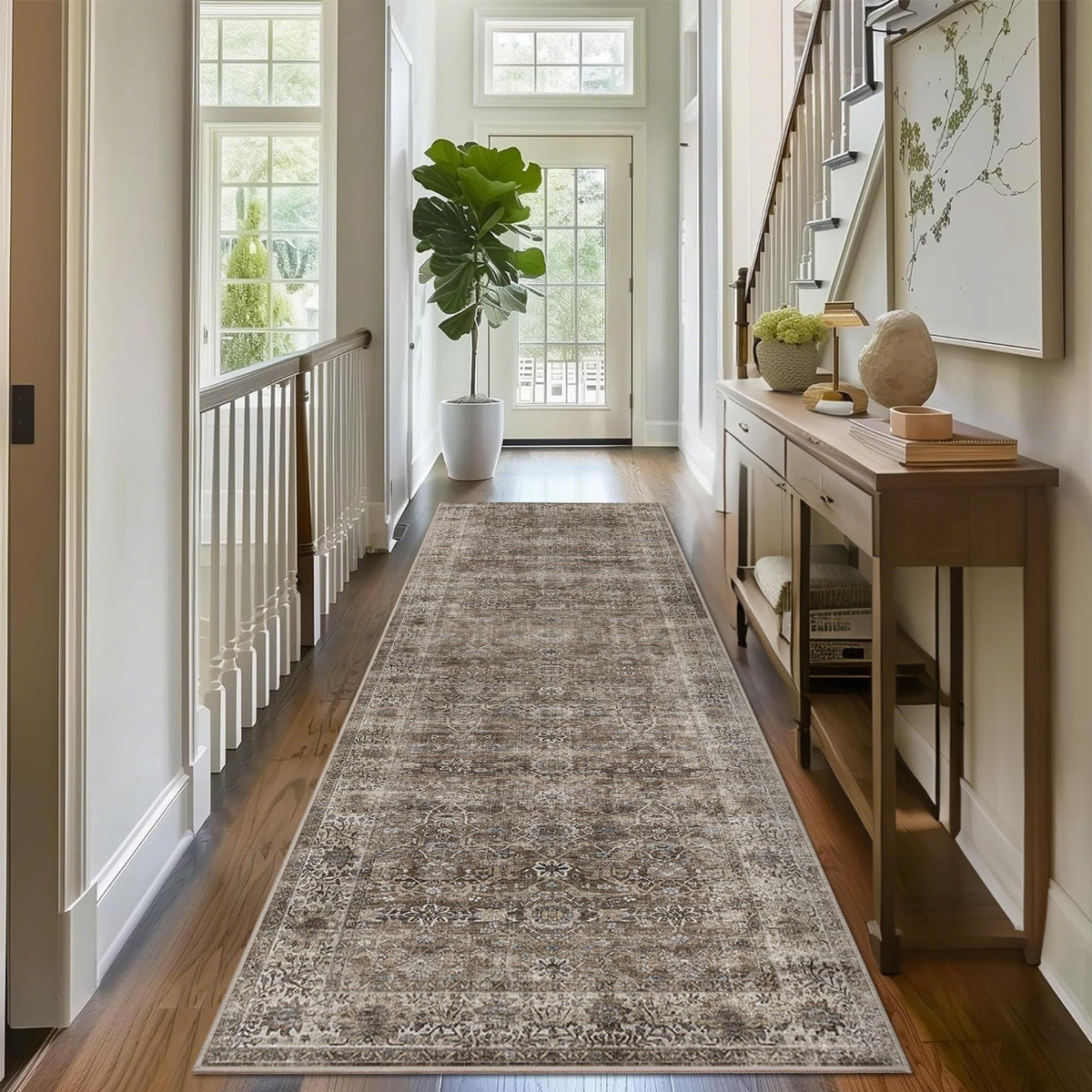 2x3 Washable Rug Beige Vintage Rugs for Entryway Kitchen