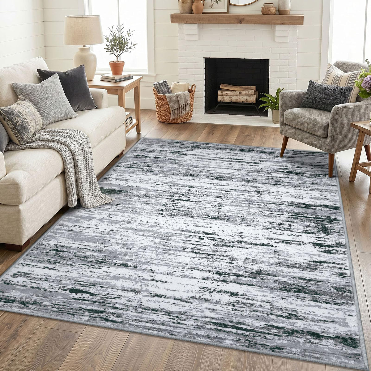 Lansny Modern Abstract 2x5 Runner Rug Non Slip Washable Kitchen Rugs