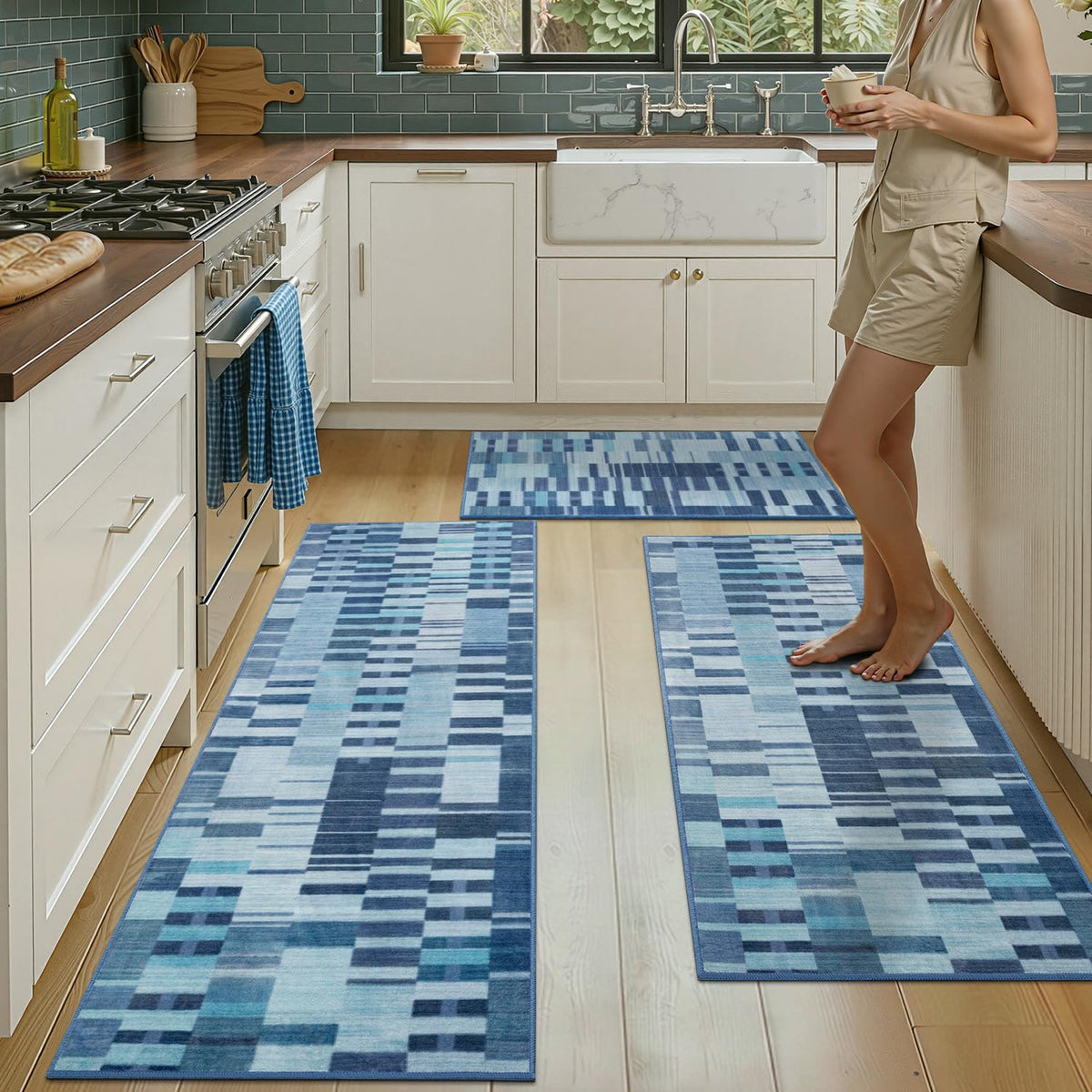 hicorfe Kitchen Runner Rug,20"x48"+20"x32" Kitchen Set,Non-Slip Kitchen Mat