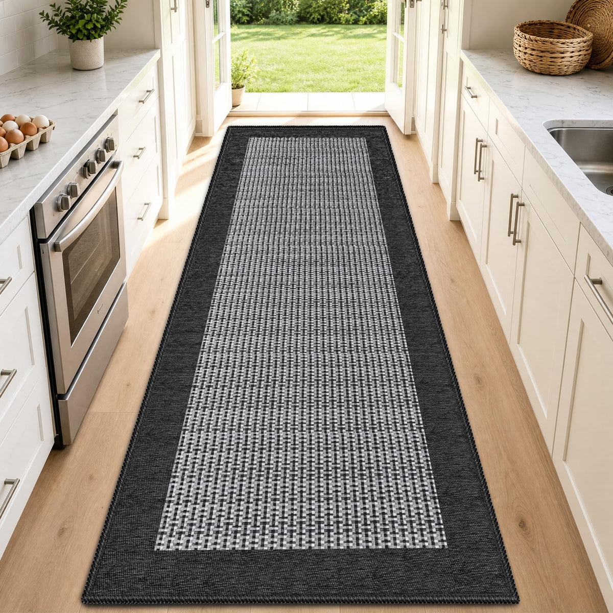 StepRite Chenille Kitchen Rug, Kitchen Mat for Floor, 32'' x 20'', Grey