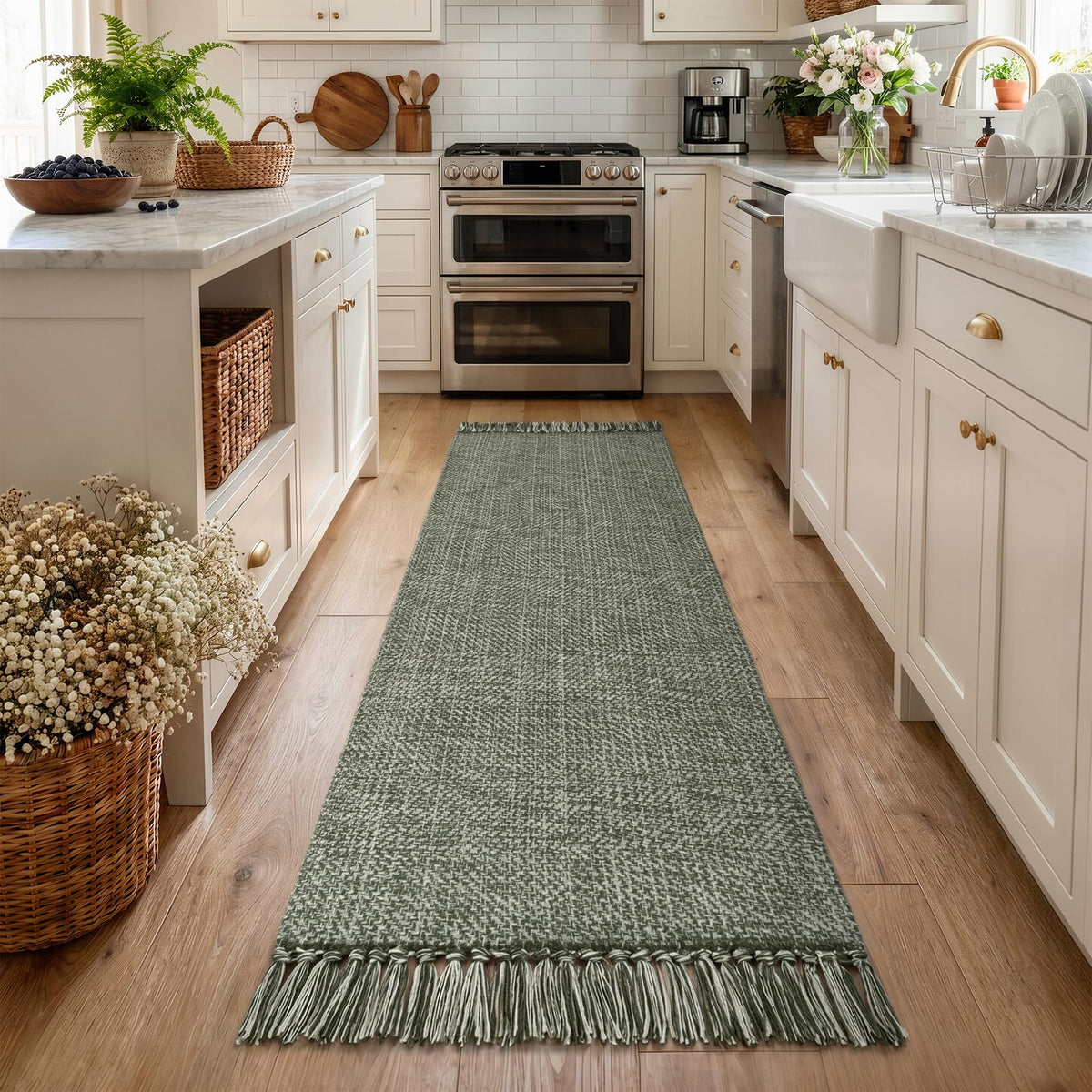 Collive Bathroom Runner Rug, 2' x 5' Modern Farmhouse Kitchen Rugs