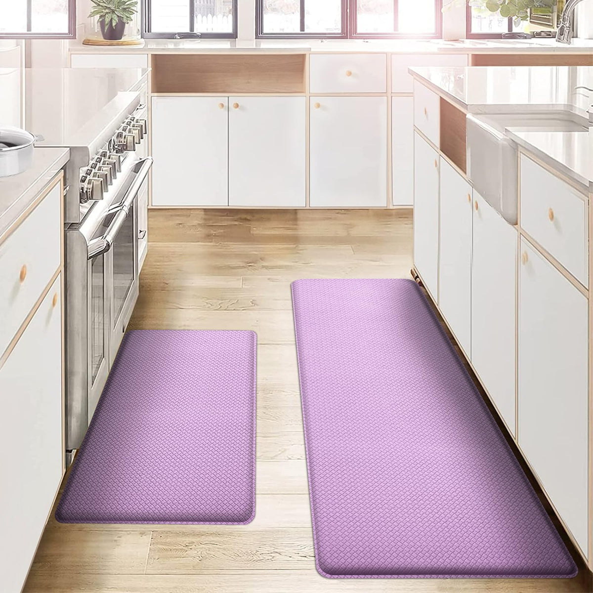 Kitchen Rug Set Light Green, Non Slip Kitchen Mats Runner 2 Piece