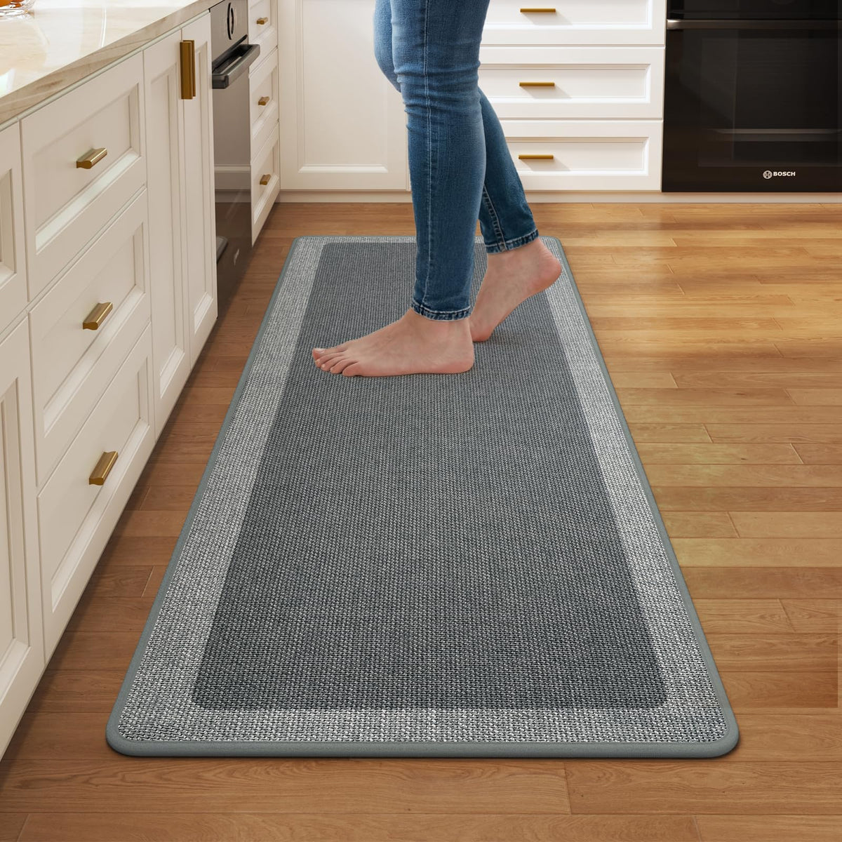 Kitchen Rugs, Non Slip Rubber Backing Kitchen Mat, 17"x30", Brown