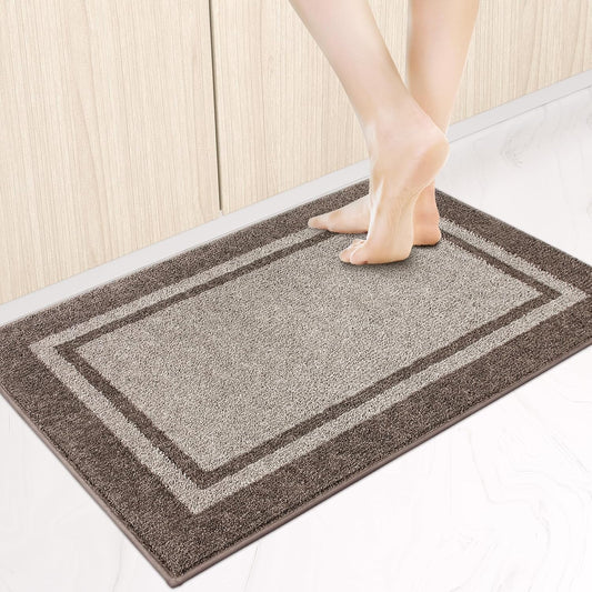 Kitchen Rugs 24" x 36", Non-Slip Kitchen Mats, Beige & Grayish Brown