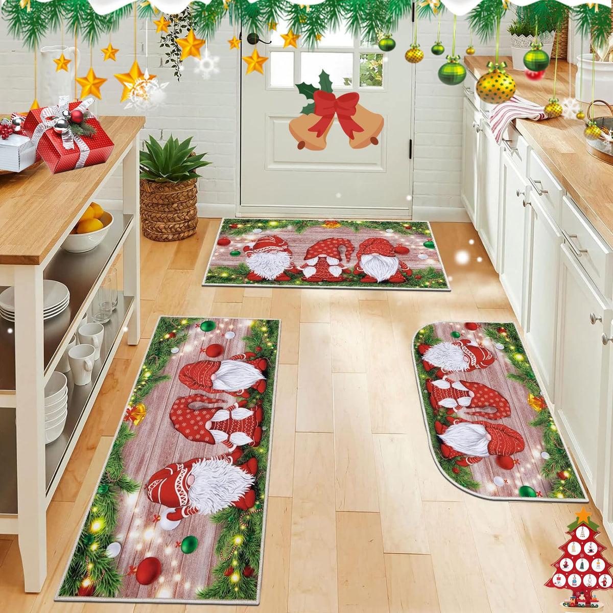 U'Artlines Fall Pumpkin Kitchen Rugs with Runner Sets 3 Piece,Washable