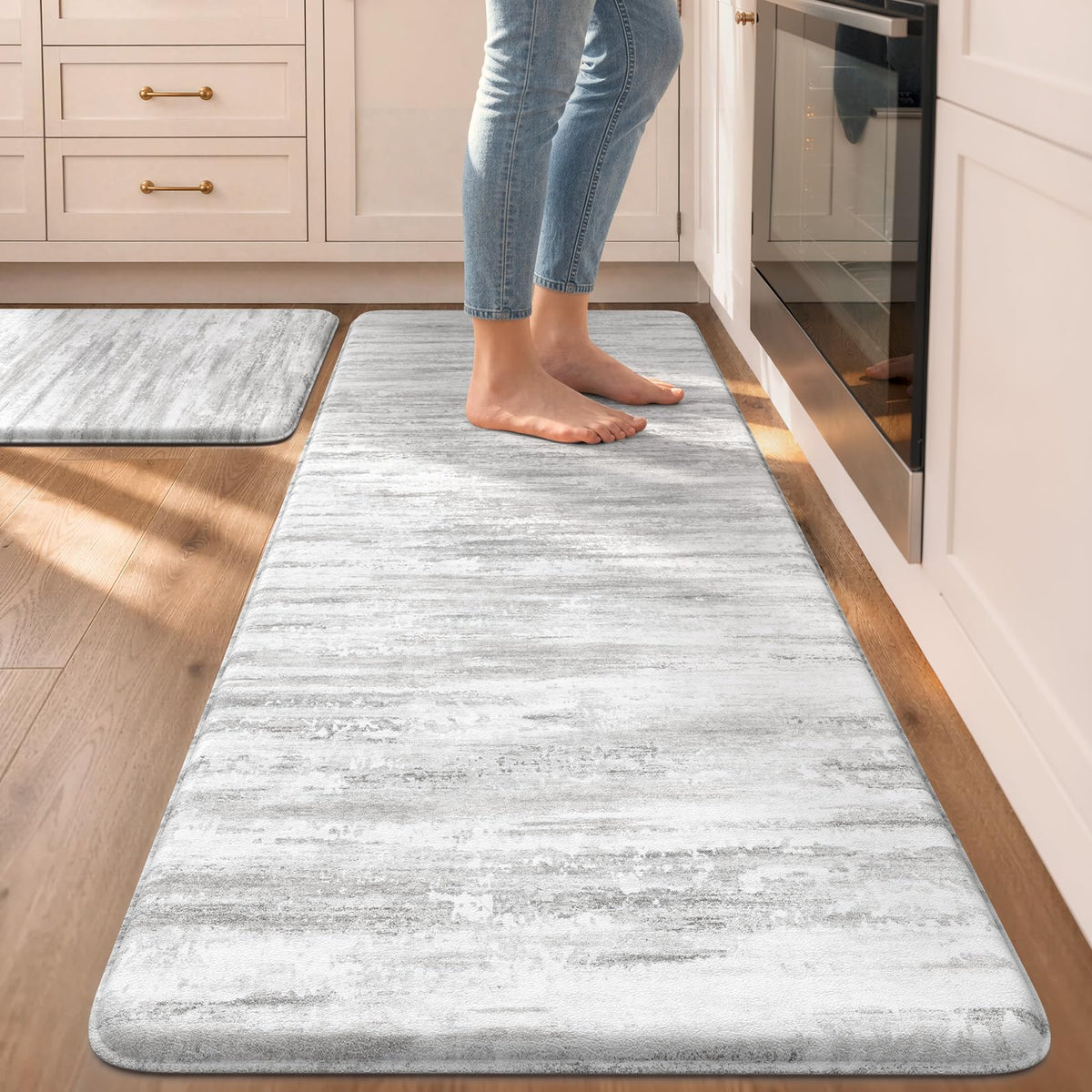 KIMODE Anti Fatigue Kitchen Mats for Floor 2 Piece, Abstract Kitchen Rugs