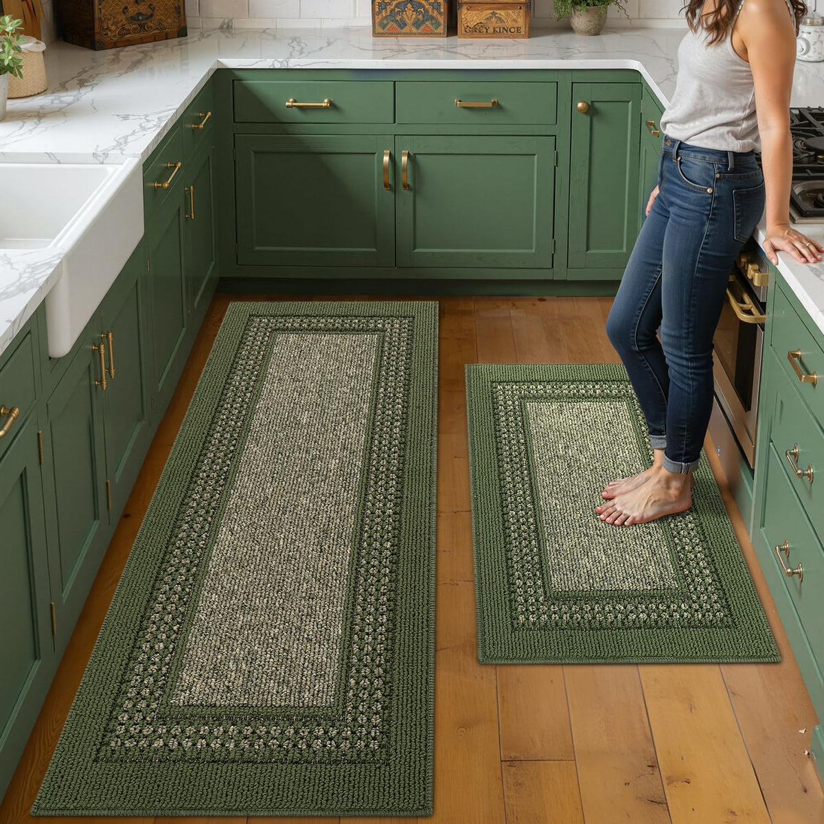 hicorfe Kitchen Runner Rugs,Set of 2 Non Slip Kitchen Mats for Floor