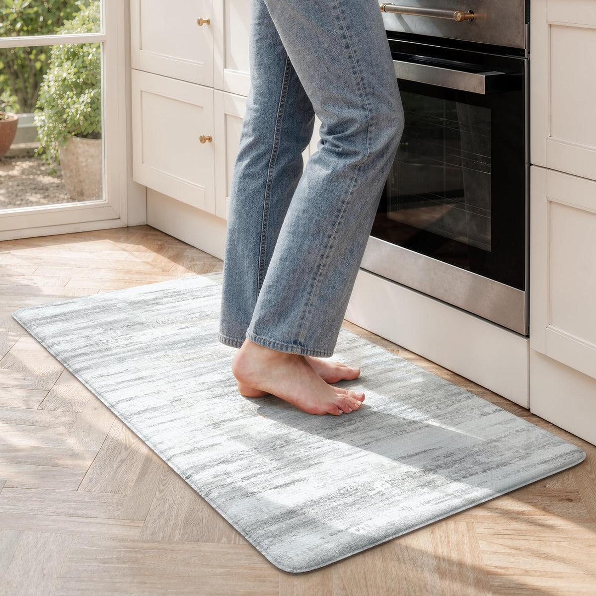 KIMODE Anti Fatigue Kitchen Mats for Floor 2 Piece, Abstract Kitchen Rugs