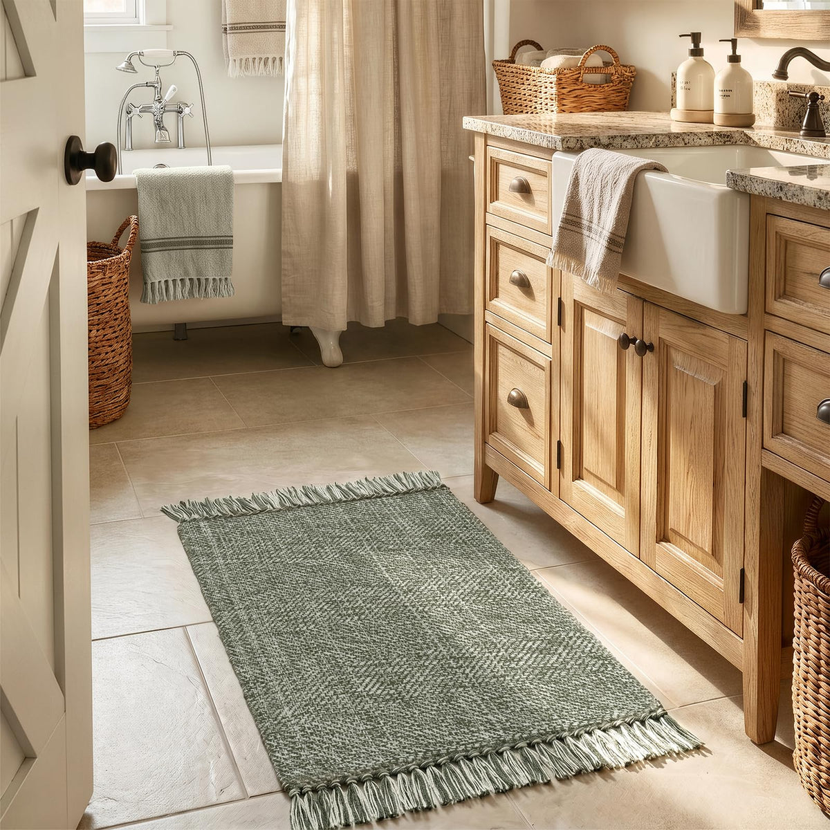 Collive Bathroom Runner Rug, 2' x 5' Modern Farmhouse Kitchen Rugs