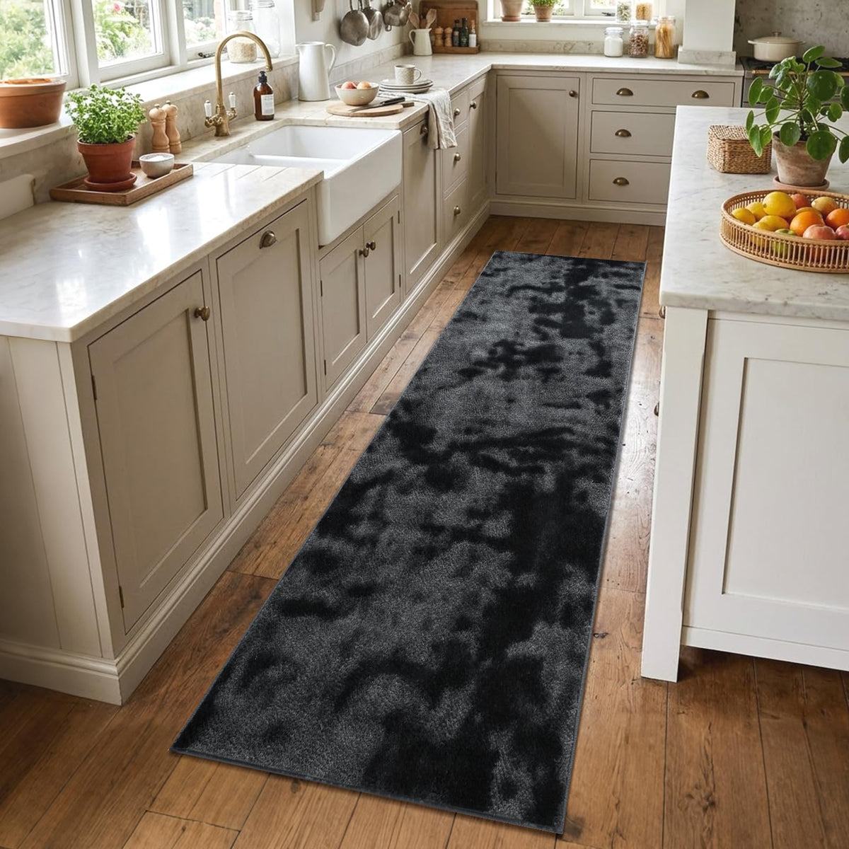 2x6 Grey Runner Rug Washable Non-Slip Soft for Kitchen Hallway Bathroom